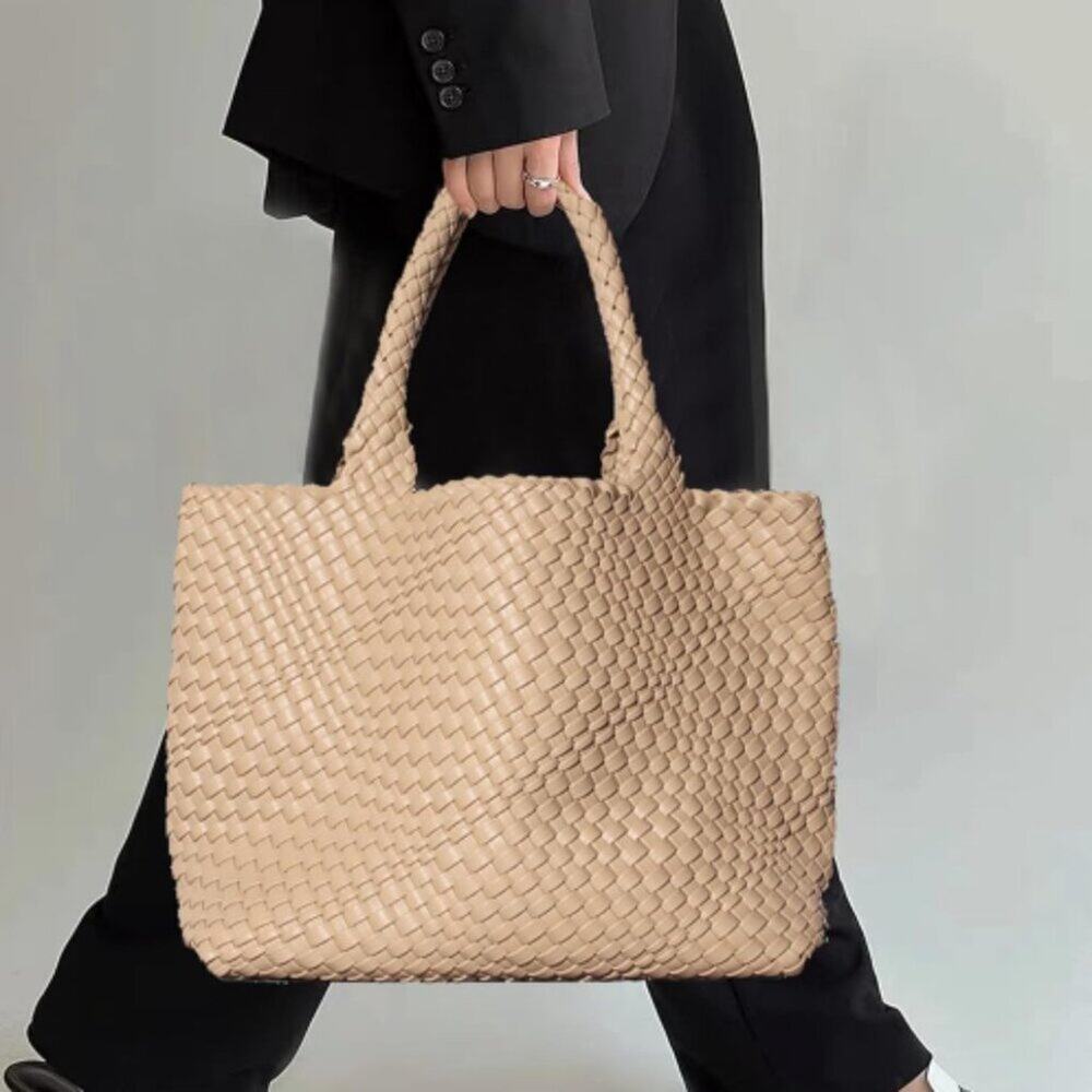 Woven Tote Bag Womens Purse Vegan Leather Shoulder Handbags Fashion Summer Beach